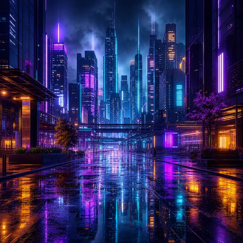 Cyberpunk city street