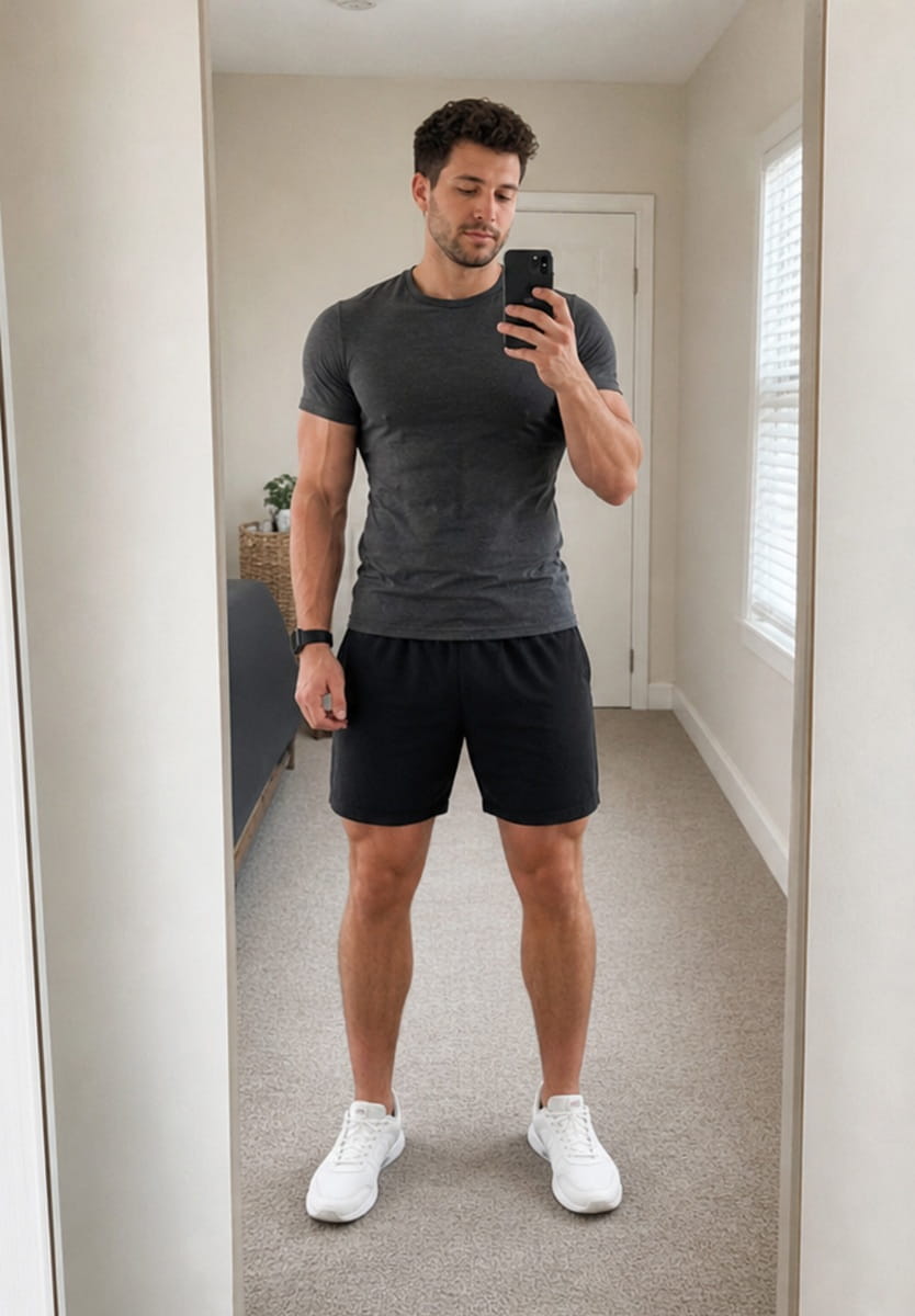 After photo with athletic AI muscle enhancement