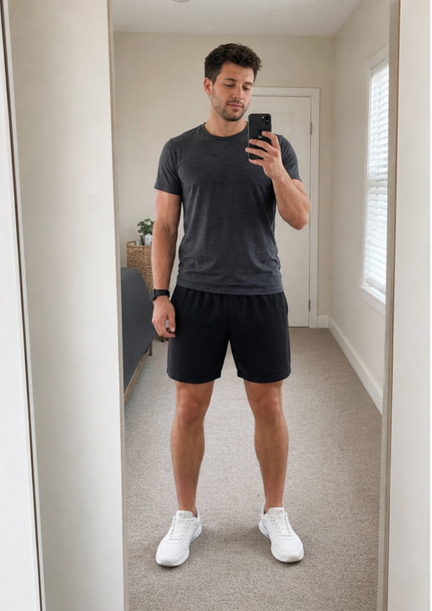 Before photo for an athletic AI muscle edit
