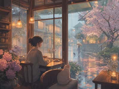 Cozy pastel anime scene preset preview