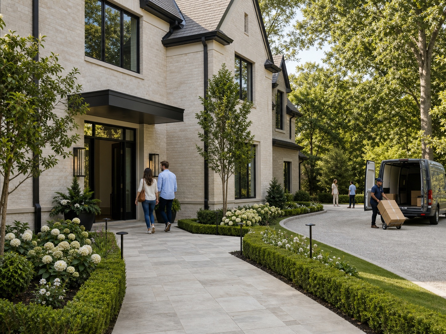 Clear bystanders from a real estate exterior