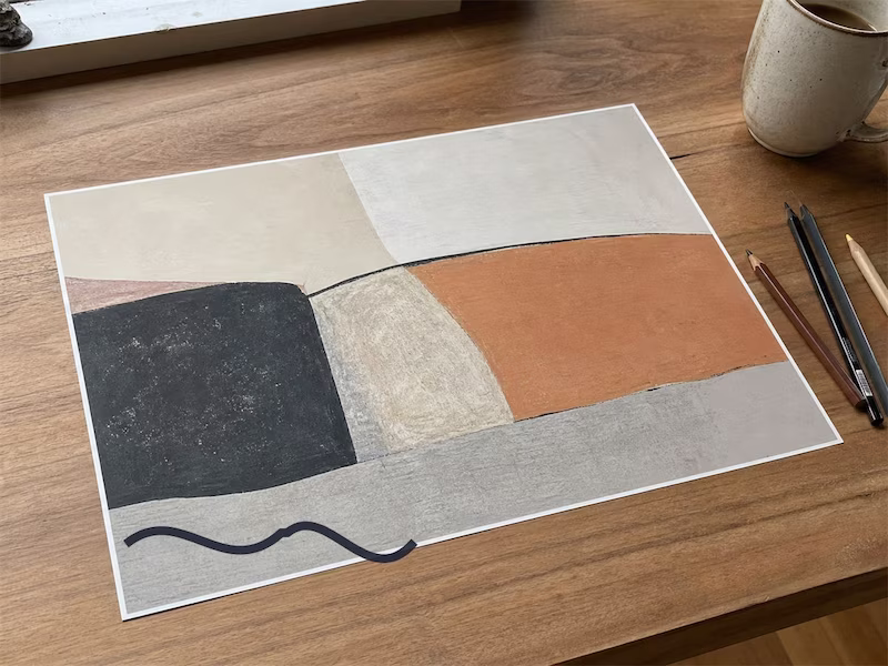 Art print with a fictional signature stroke