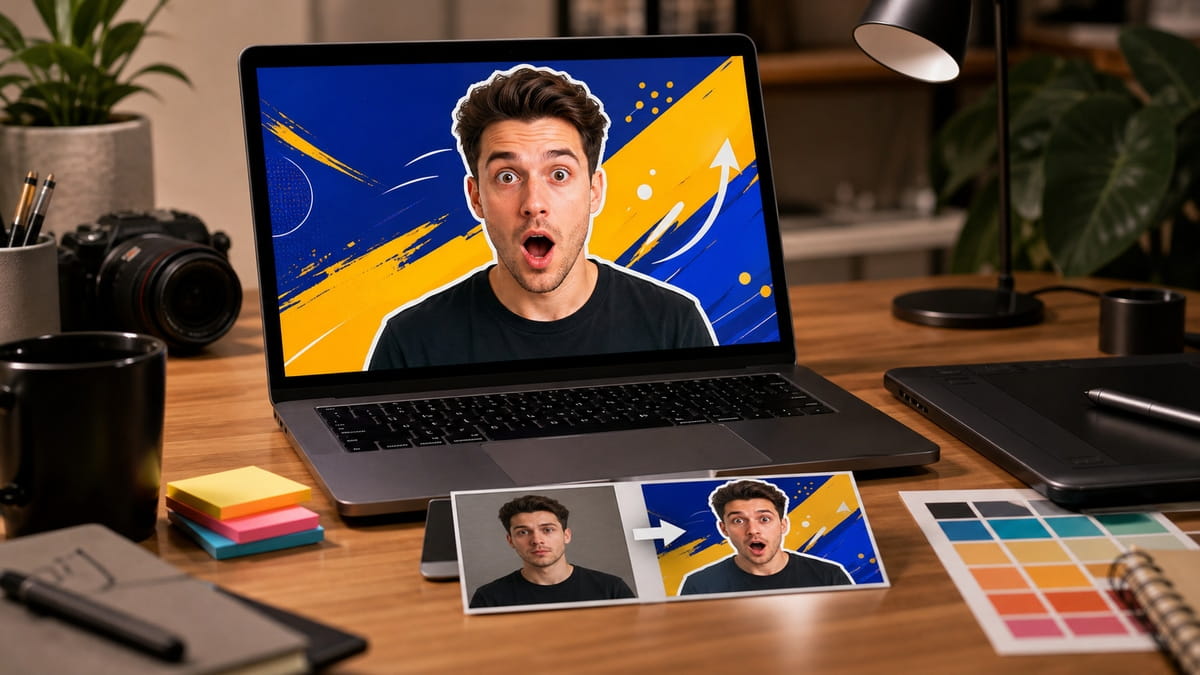 Clean YouTube thumbnail editing setup